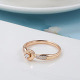 Classic White Zircon Ring For Women 585 Rose Gold Wedding Fine Jewelry