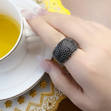 Vintage Black Ring Jewerly For Women Anniverssary Jewelry