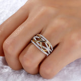 Shining Zircon Infinity Ring Silver Eternity Promise Jewelry for Women