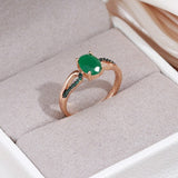 Green Natural Emerald Ring For Women 585 Rose Gold Wedding Jewelry