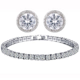 Round White Zircon Stud Earrings For Women Wedding Jewelry