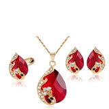 Peacock Water Drop Jewelry Set Necklaces Ring Earrings For Women