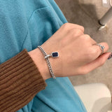 Luxury Blue Zircon Jewelry Set Necklace Bracelet for Women Jewelry