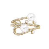 Three-Layer Pearl Gold Ring For Women Wedding Jewelry