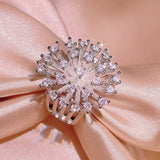 luxury Zircon Snowflake Ring Silver Party birthday jewelry gift