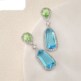 Luxury Sky Blue Aquamarine Drop Earrings for Women Bridal Party Jewelry