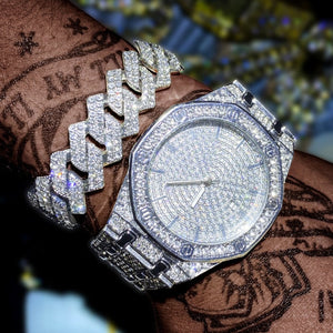 Luxury White Gold Billing Watch Bracelet Women Anniversary Jewelry