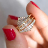 Simple White Zircon Ring Gold Wedding Jewelry for Women
