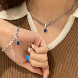 Luxury Blue Zircon Jewelry Set Necklace Bracelet for Women Jewelry