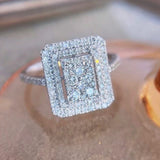 Luxury Sapphire Square Wedding Rings for Women Engagement Jewelry