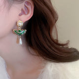 Vintage Pearl Pendant Drop Earrings For Women Wedding Jewelry
