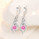 Purple Zircon Earrings 925 Silver Women  Wedding Jewelry