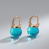 Blue Zircon Stud Earrings for Women Party Wedding Jewelry