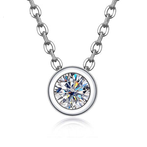 4mm 0.3ct Moissanite Pendant Necklace Round 18K Gold Jewelry
