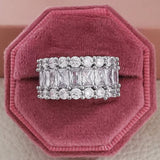 Luxury Big Wheel Wedding Ring 14K White Gold for Women Bridal Jewelry