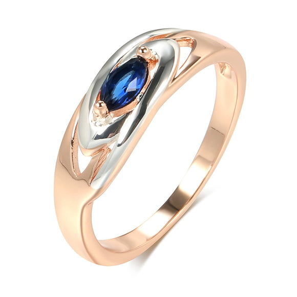 Unique Blue Zircon Ring For Women 585 Rose Gold Jewelry