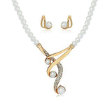 Gold Bridal Pearl Jewelry Set Necklace Earrings Wedding jewellery for women