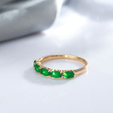 Natural Vintage Green Emerald Ring  Women 585 Rose Gold Wedding Jewelry