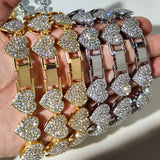 Luxury Bling Heart Chain Bracelet for Women Wedding Jewelry Gift