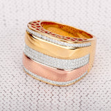 Inlaid Zircon Gold Ring Women Bridal Wedding Jewelry