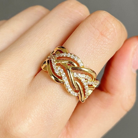 Luxury Inlaid Shiny Ring Gold for Women Wedding Engagement Jewelry