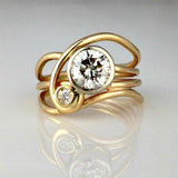 Luxury Gold Wide Ring for Women Party Anniversary Jewelry