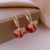 Vintage Red Angel Pearl Earrings For Women Wedding Party Jewelry