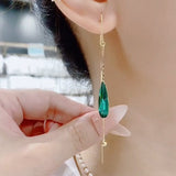 Green Tassel Earrings Drop Water Women Weddig Jewelry