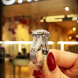 Princess Square Zircon Ring Women for Wedding Bling Party Jewelry