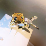 Happy Bird Zircon Ring Wedding Engagement Party Jewelry