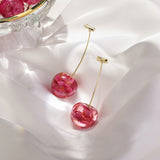 Luxury Red Cherry Drop Earrings Women Wedding Jewelry