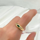 Luxury Natural Green Zircon Ring 585 Rose Gold Women Wedding Jewelry