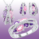 Luxury Aquamarine Gemstone Jewelry Set for Women Infinite Wedding Set Gift