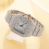 2Pcs Set Diamond Gold Watch Women Wrist Watches Jewelry