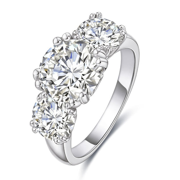 Luxury Three 5ct Ring Moissanite Engagement 18K Gold Jewelry