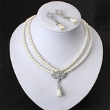 Gold Bridal Pearl Jewelry Set Necklace Earrings Wedding jewellery for women
