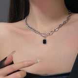 Blue Zircon Chain Punk Necklace for Women Party Jewelry Gift