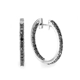 Round Black Spinel Hoop Earrings Silver Engagement for Women Jewelry