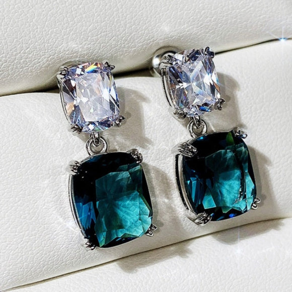 Luxury Sky Blue Aquamarine Drop Earrings for Women Bridal Party Jewelry