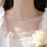 Genuine Freshwater Pearl Necklace Women Birthday Gift Gold Jewelry