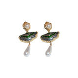 Vintage Pearl Pendant Drop Earrings For Women Wedding Jewelry
