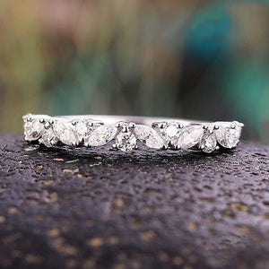 Flower Silver Zircon Ring for Women Wedding Band Jewelry