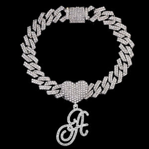 Bling Initial Letter Bracelet for Women Cuban Chain Jewelry