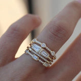 3 Pcs White Zircon Ring Set Gold Wedding for Women Jewelry