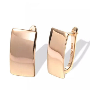 Shiny Rectangular Gold Earrings for Women Engagement Jewelry
