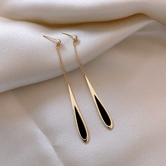 Luxury Black Tassel Drop Earrings Party For Women Wedding Jewelry