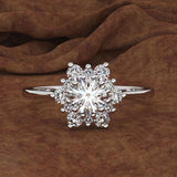 Luxury Sapphire Snowflake Gold Ring Wedding  Jewelry for Women