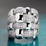 Cross Line Zircon Ring Women Anniverssary Bridal Jewelry
