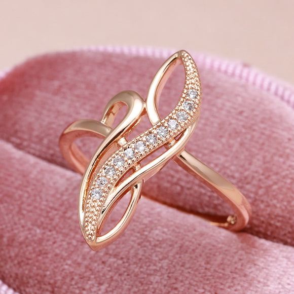 Natural White Zircon Ring For Women 585 Gold Wedding Party Jewelry