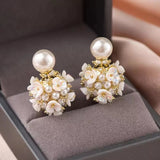 Luxury Red Opal Cherry Stud Earrings Spherical for Women Gift Jewelry